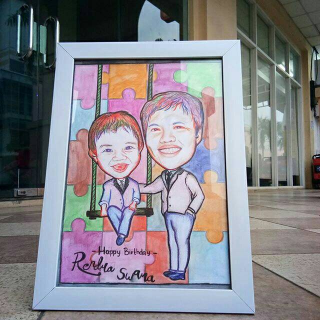 Karikatur A4+bingkai ( berwarna )
