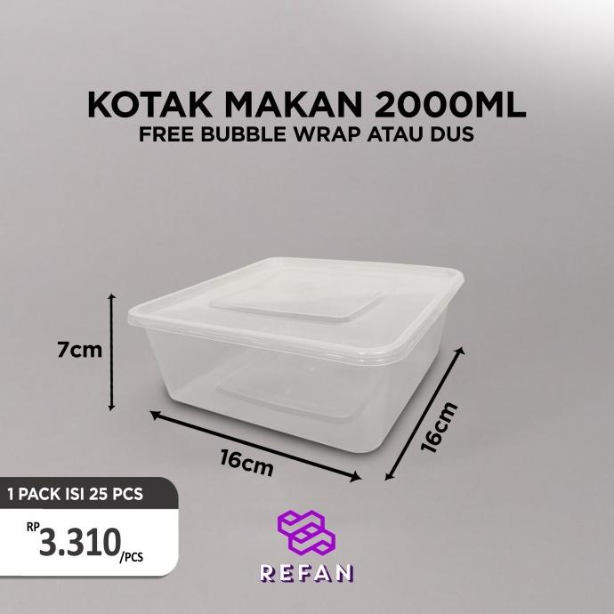 THINWALL 2000 ML SQUARE / FOOD CONTAINER PLASTIK