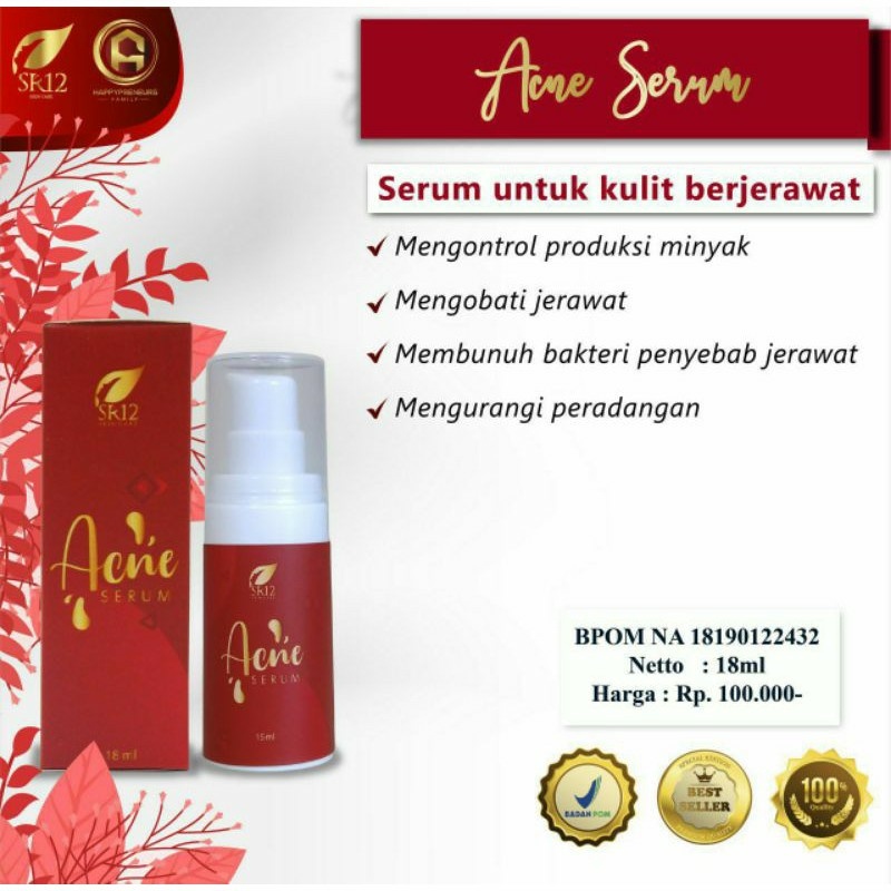 ACNE SERUM SR12 / SERUM WAJAH / SERUM JERAWAT / SERUM WAJAH / SERUM HERBAL