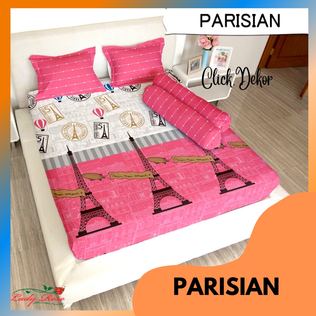 Sprei Lady Rose Queen - Sprei Queen ukuran 160x200 tinggi 25 cm Motif Parisian -  Sprei Cantik Murah