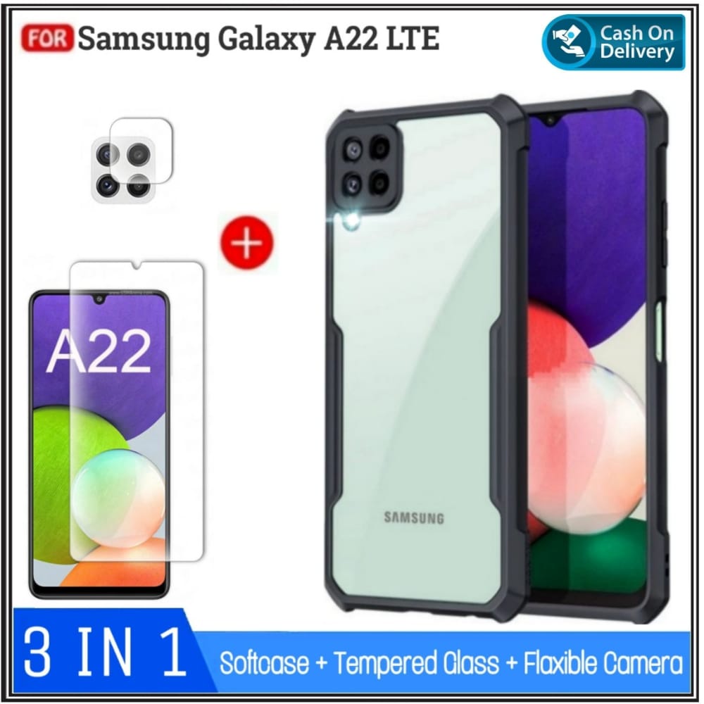 Case Samsung A22 LTE A22 4G LTE A22 5G A22 4G Soft Hard Fusion Free Tempered Glass Dan Camera