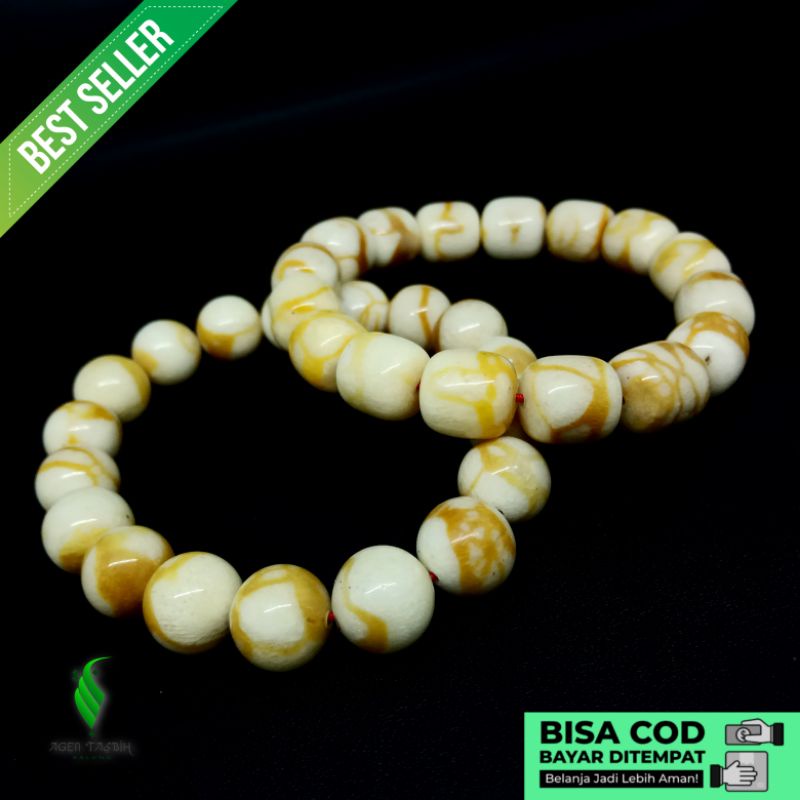 Gelang Batu Coral Marjan Putih Asli Size 11mm Motif Tabung &amp; Bulat ORIGINAL!!!
