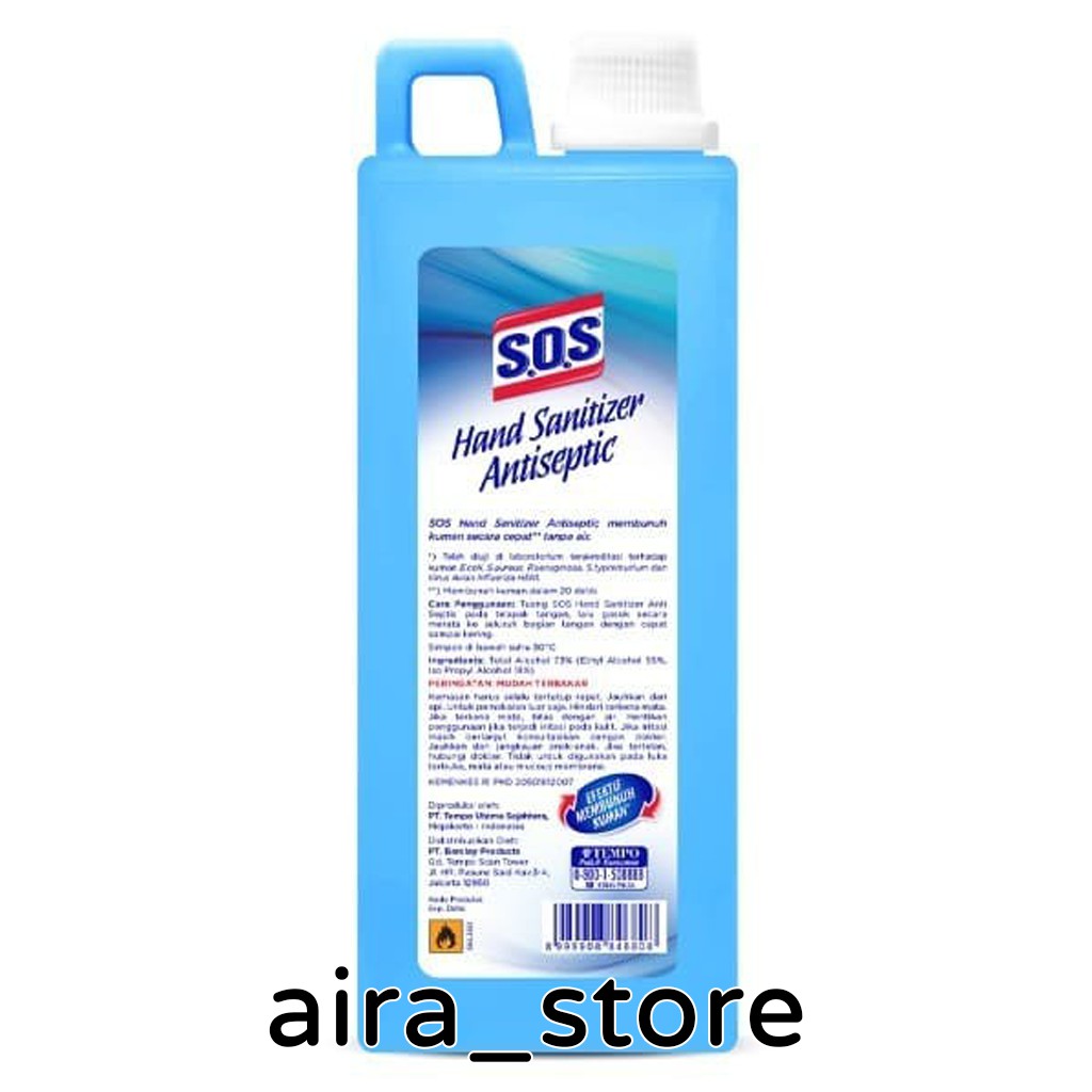 SOS Hand Sanitizer Antiseptic Botol Refill - 1 Liter