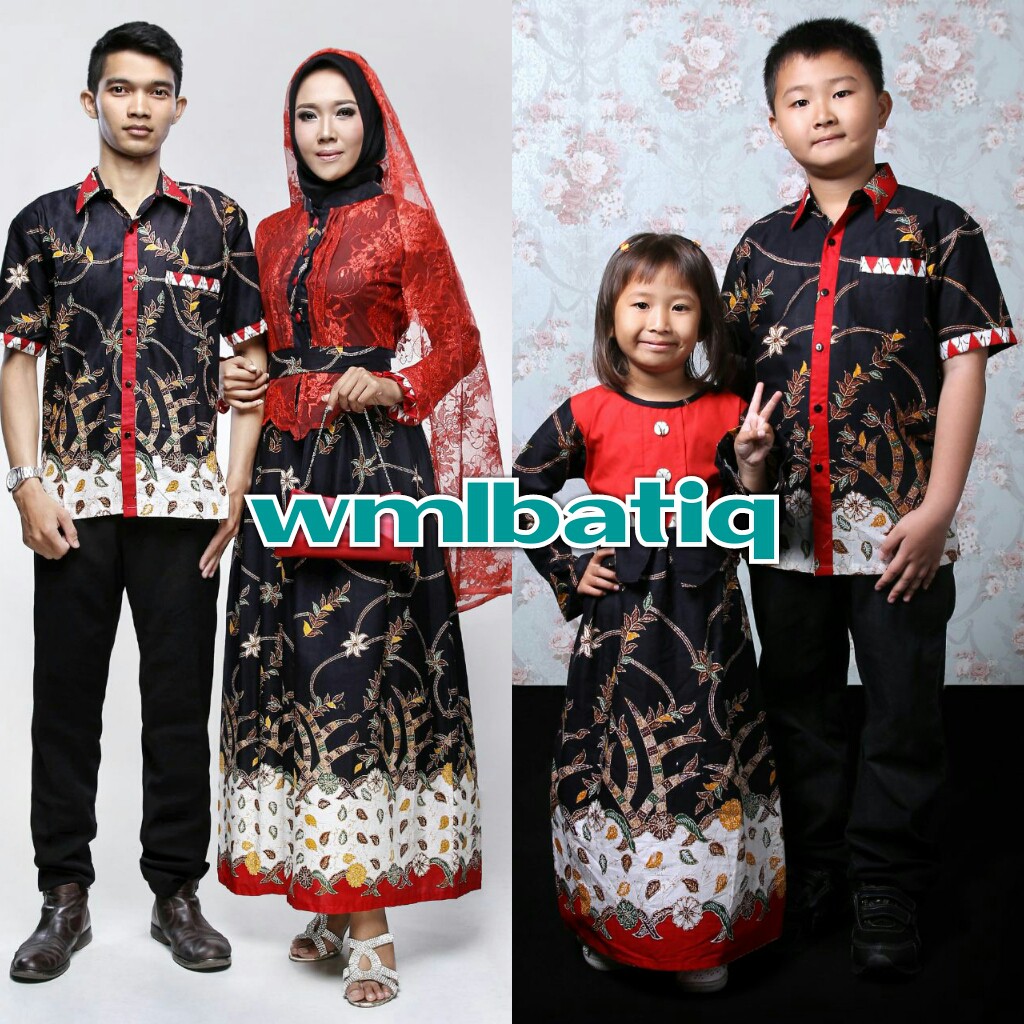 Sarimbit Couple Batik Keluarga/family Gamis Muslim Adelia Madura Hitam