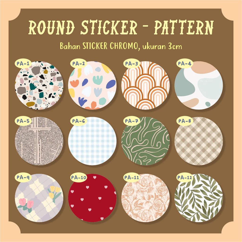 

20PCS STIKER BULAT 3CM PATTERN SEGEL AMPLOP | STIKER HAMPERS | LABEL BOX OLSHOP | LABEL SOUVENIR | ROUND STICKER CHROMO