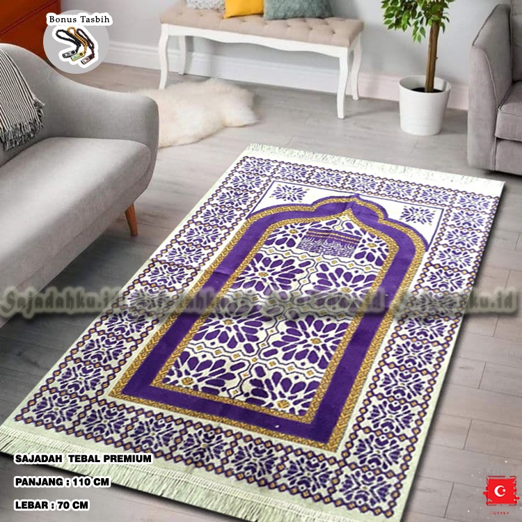 Sajadah Turkey Turki Ukuran 70x110cm Bahan Beludru Peralatan Sholat