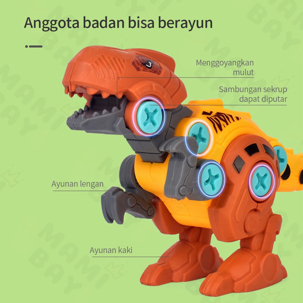 Mamibayi Mainan anak DIY assemble dino degan obeng mainan edukasi bayi puzzle anak