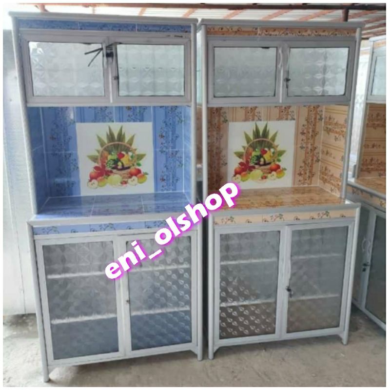 Lemari Piring Alumunium 3 Keramik, 2 Pintu Palembang