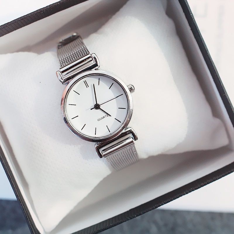 [COD] Jam Tangan Stainless Steel Gaya Korea Untuk Wanita Analog / Jam Tangan Analog Stainless Steel-35-3 D Putih