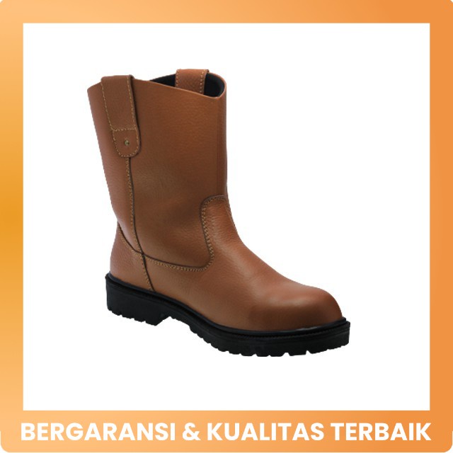 Sepatu Safety Pria Grutty HR-046 | Kulit / 38-43 / Karet Warna Tan