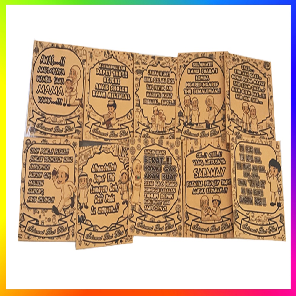 Amplop Angpau Lebaran Dengan Kata-Kata Yang Kocak Dan Motif Yang Lucu-Lucu Amplop Angpau Idul Fitri Amplop Lebaran Haji Amplop Idul Adha (1 Pack isi 10pcs )