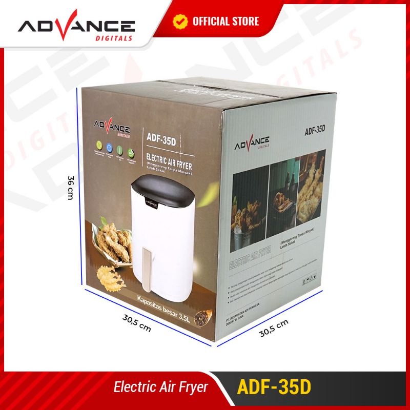 ADVANCE DIGITAL AIR FRYER PENGGORENG TANPA MINYAK ADF 35 D ADF35D ADF 35D KAPASITAS 3.5LT 3.5 LT ORIGINAL GARANSI RESMI