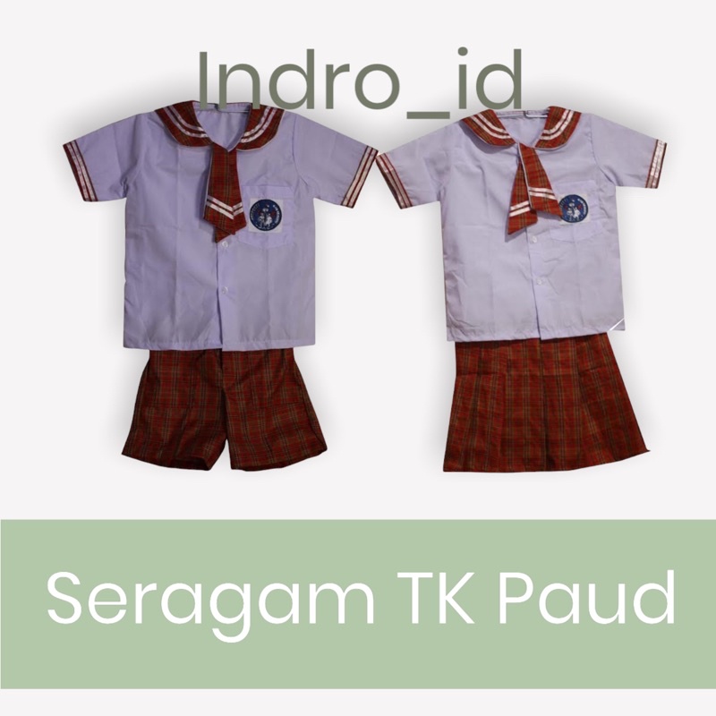 SERAGAM TK / PAUD KOTAK-KOTAK MERAH PUTIH