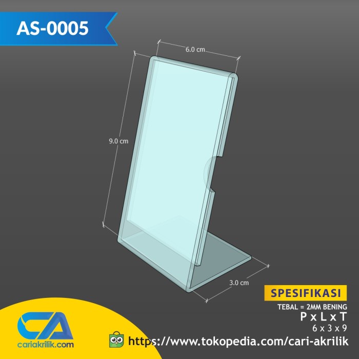 

Cuci Gudang Name Card Holder / Standing L 9X6Cm Potrait / Sign Holder Diskon