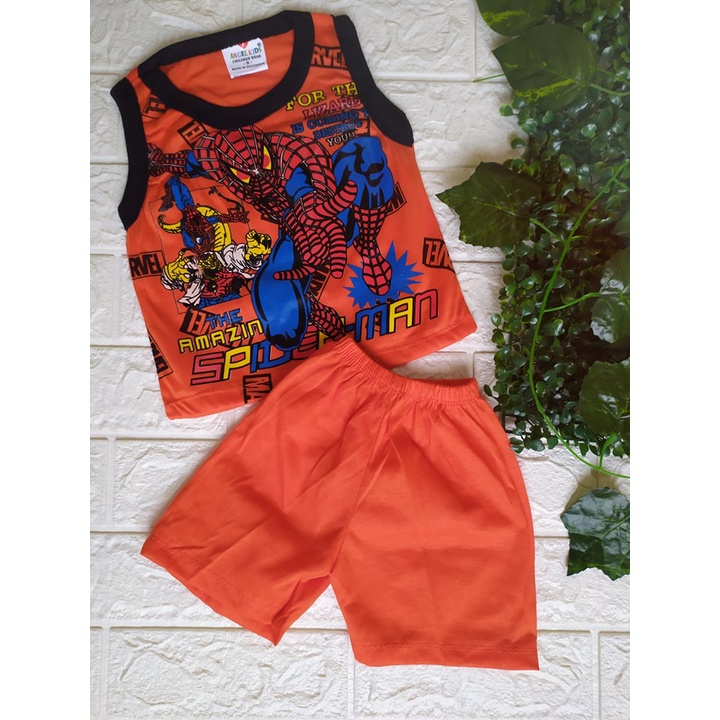 Setelan Anak Lengan Singlet Karakter Animasi | S-M-L-XL-XXL | Spider