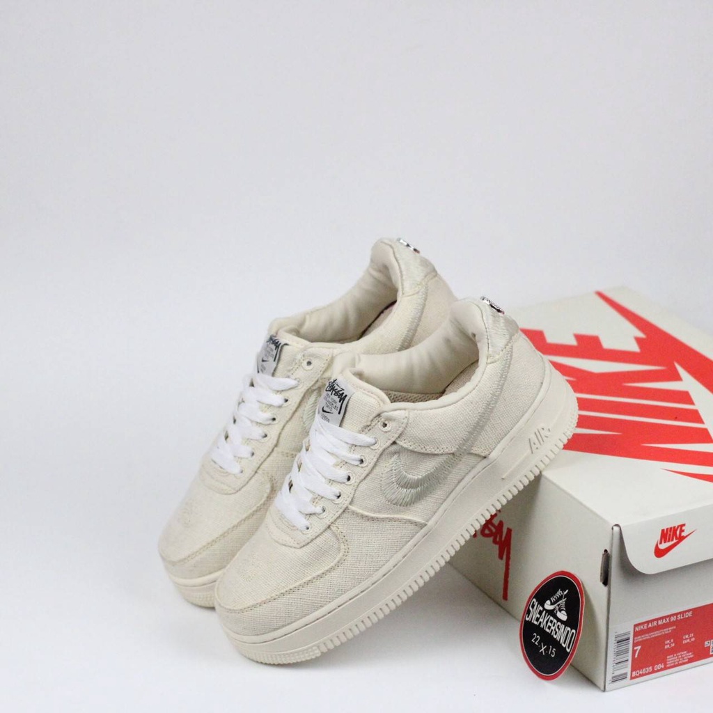 Sepatu NIKE Air Force 1 Low x Stussy Fossil Cream