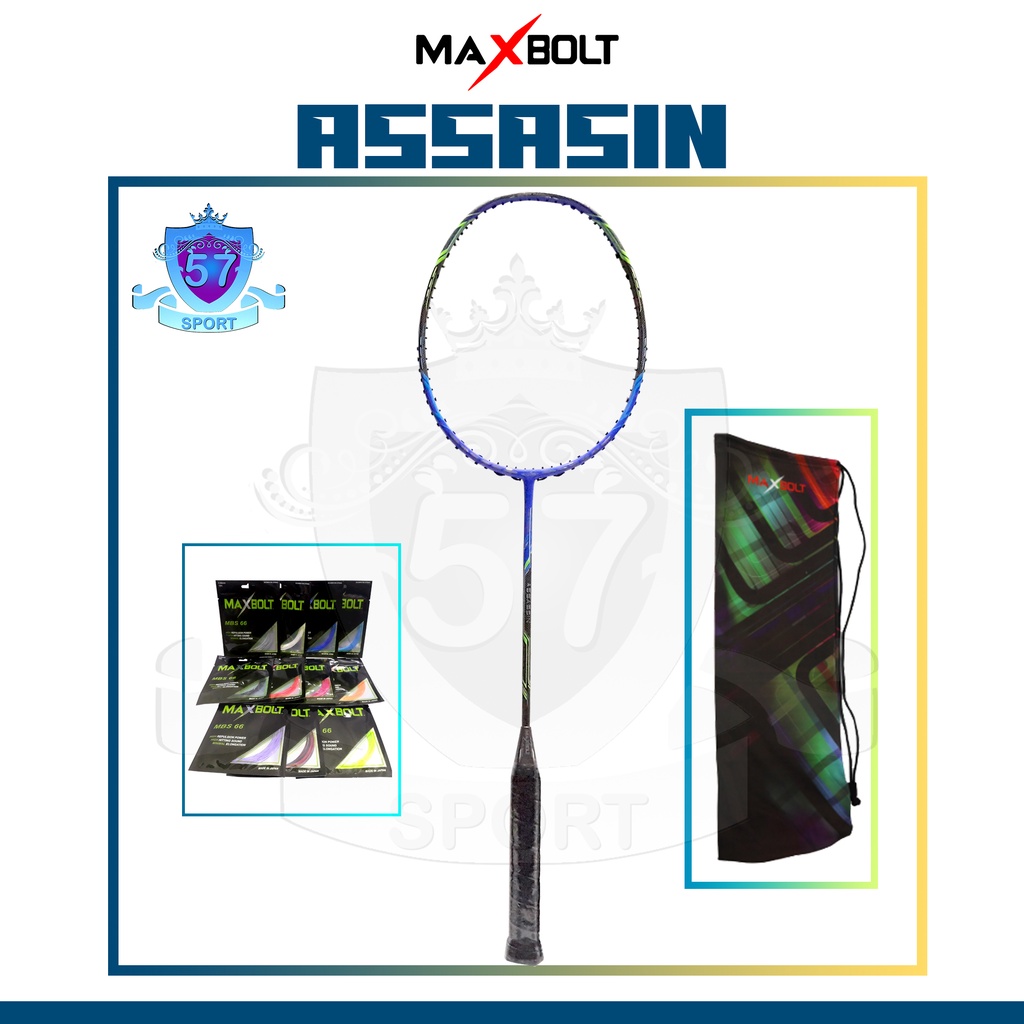 Raket Badminton Maxbolt Assasin ORIGINAL Bonus Senar dan Tas