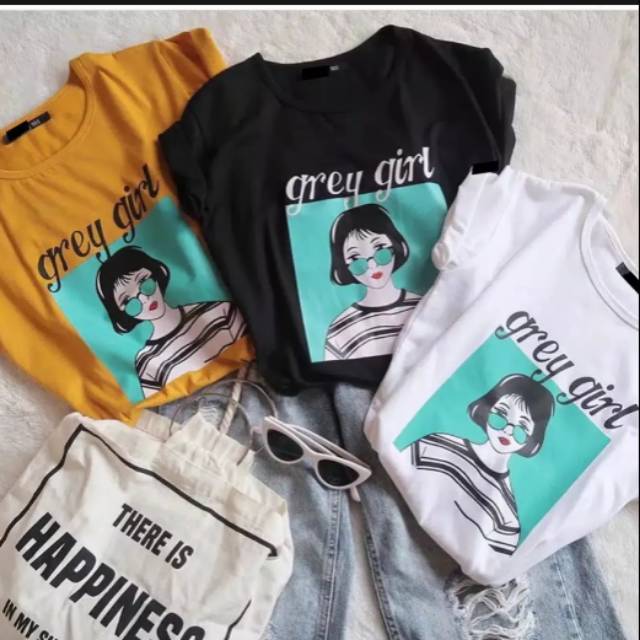 Atasan Baju Wanita Model Kaos Grey Girl T Shirt Distro Wanita Baju Atasan Kaos Cewek Shopee Indonesia