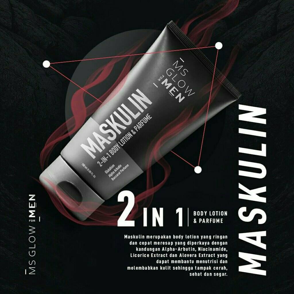 MS glow for men Maskulin 2in1 Body Lotion & Parfume / Maskulin MS Men 2in1 Body Lotion Ori / grosir_