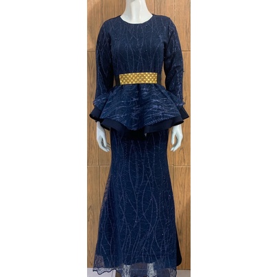 Kathryn collection #202, gamis peplum duyung scuba Import premium kombinasi tile bordir mutiara free belt