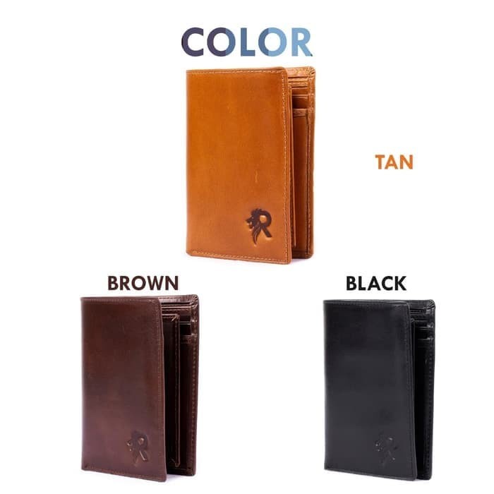DOMPET PRIA FULL KULIT ASLI DP-112 REVEN LEATHER GOODS - HITAM BAHAN BERKUALITAS