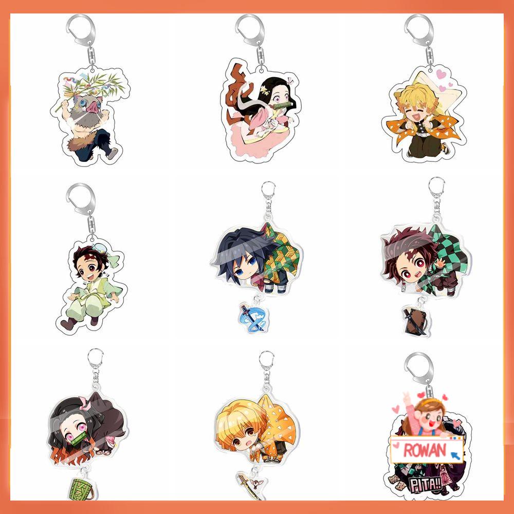 ROW Acrylic Key Chain Cosplay Kamado Tanjirou Demon Slayer Anime Pendant Cartoon No Yaiba Kimetsu