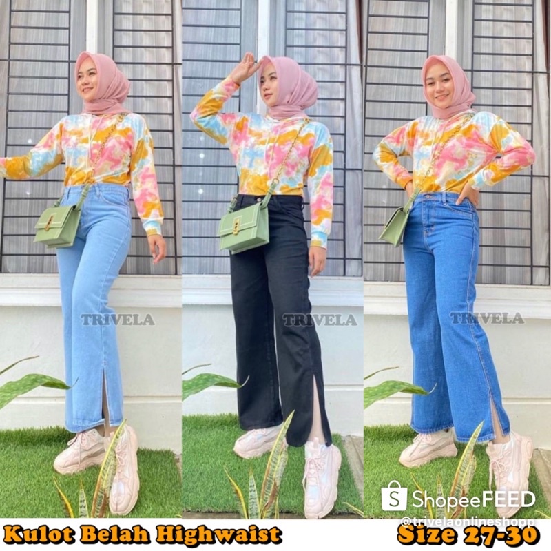 Kulot Jeans Eonni Hijab Friendly / Kulot jeans belah / kulot jeans wanita