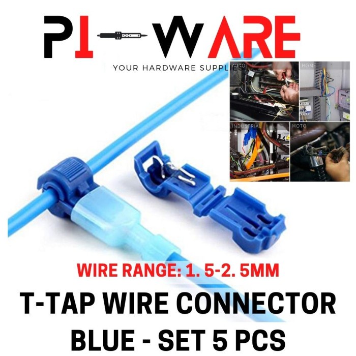 T-TAP Set 5 Pcs Quick Splice Konektor Cabang Kabel Listrik Warna Biru