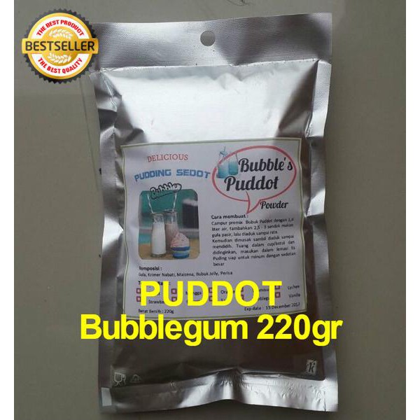 

Bubblegun Bubble's Frizco Puddot Premix Pudding Sedot 220gr,Bubuk Powder Puddot rasa permen karet