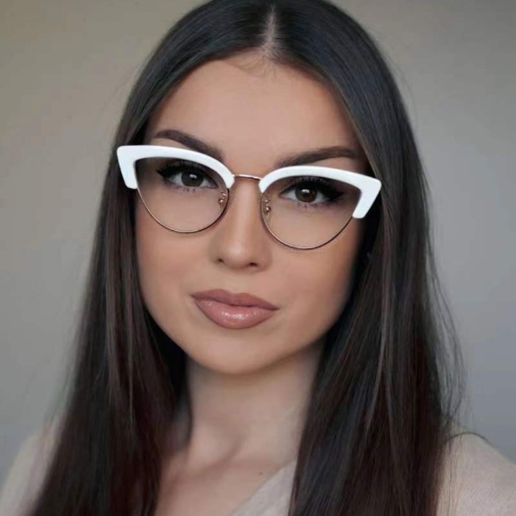 Kaca Mata Cat Eye  Leopard Wanita Kacamata Anti Radiasi Untuk Setengah Frame Aneka Warna