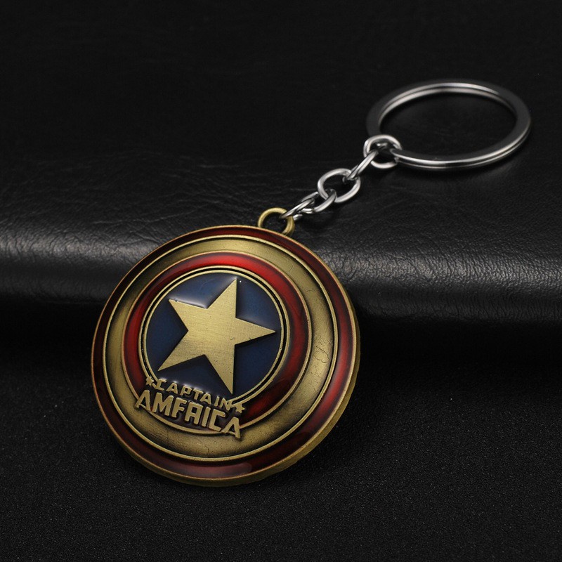 1pc Gantungan Kunci Bentuk Perisai Captain America Bahan Alloy