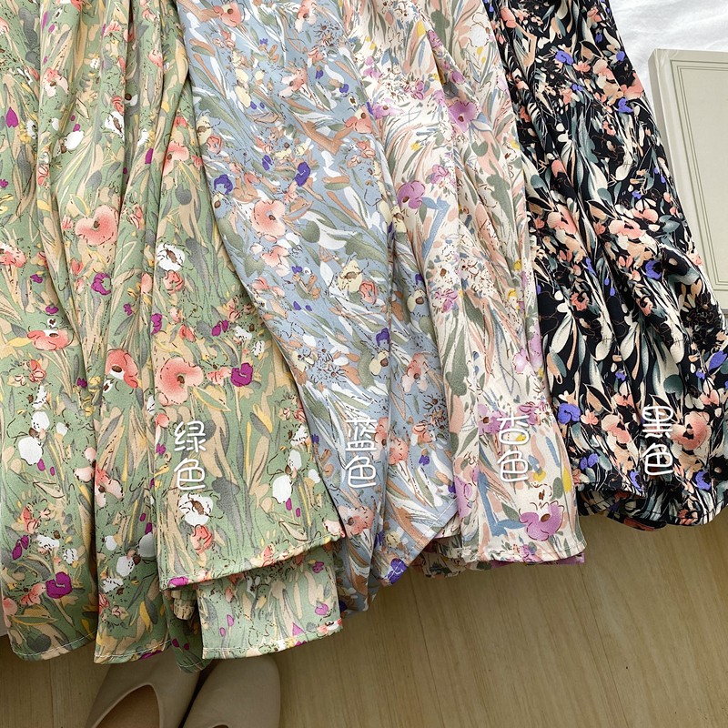 Rok Plisket Prisket Import/ Maxi Skirt Motif Lucu Floral Bunga Vintage Pastel (4 Varian Warna)