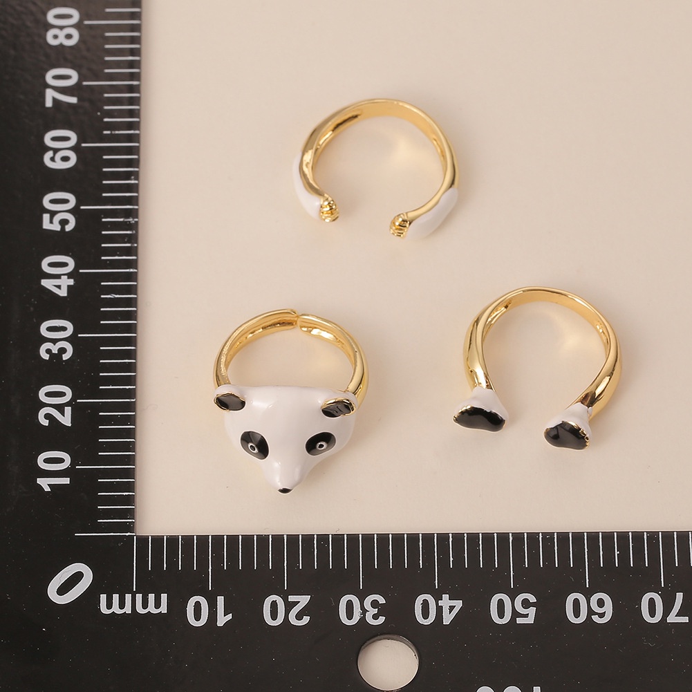 Minyak cincin menetes panda cincin kepribadian Geometri cincin khusus bunga desain kecil cincin wani