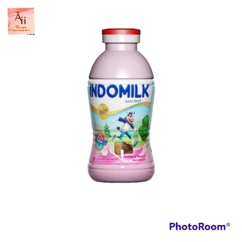 

per botol susu Indomilk stroberi botol netto 190ml susu sapi dalam kemasan botol