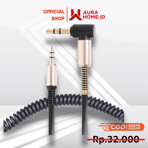 Kabel Audio AUX 3.5mm Spring L Jack 1.5m / Kabel Aux Jack Jek Audio Gitar Hp Ke Speaker Aktif Salon 