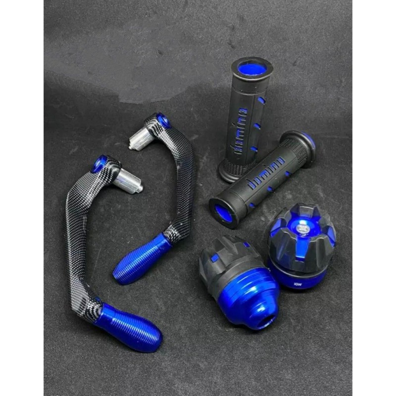 PAKET 3IN1 PROGUARD CARBON SABIT + JALU AS RODA + HANDGRIP DOMINO - Biru