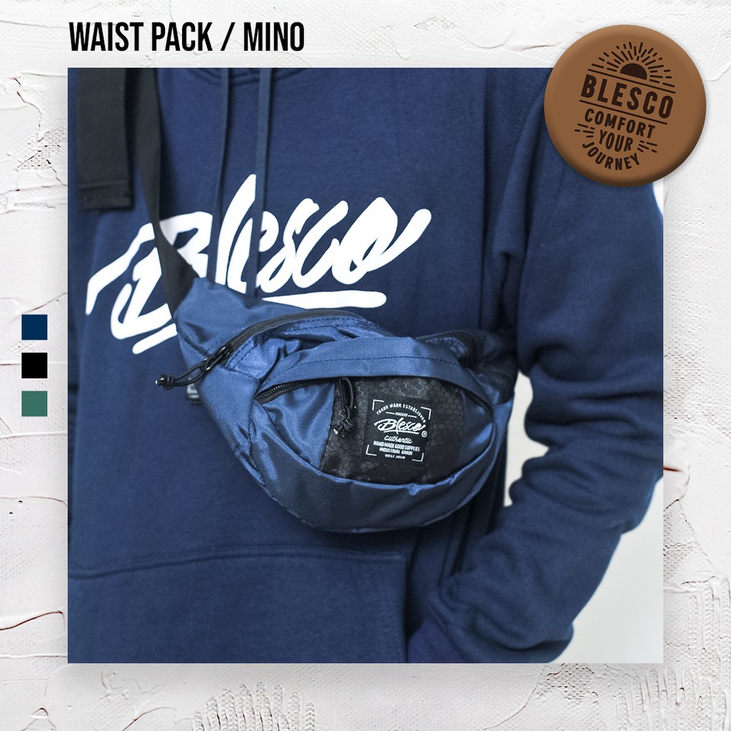 Tas Pinggang Pria Warna Navy - Blesco Mino Waist Bag Mini Simple Untuk Hangout