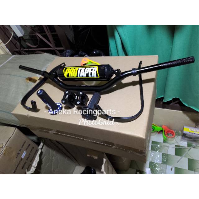 Stang protaper twinwall satu set riser handguard tulang palang busa stang handgrip universal motor