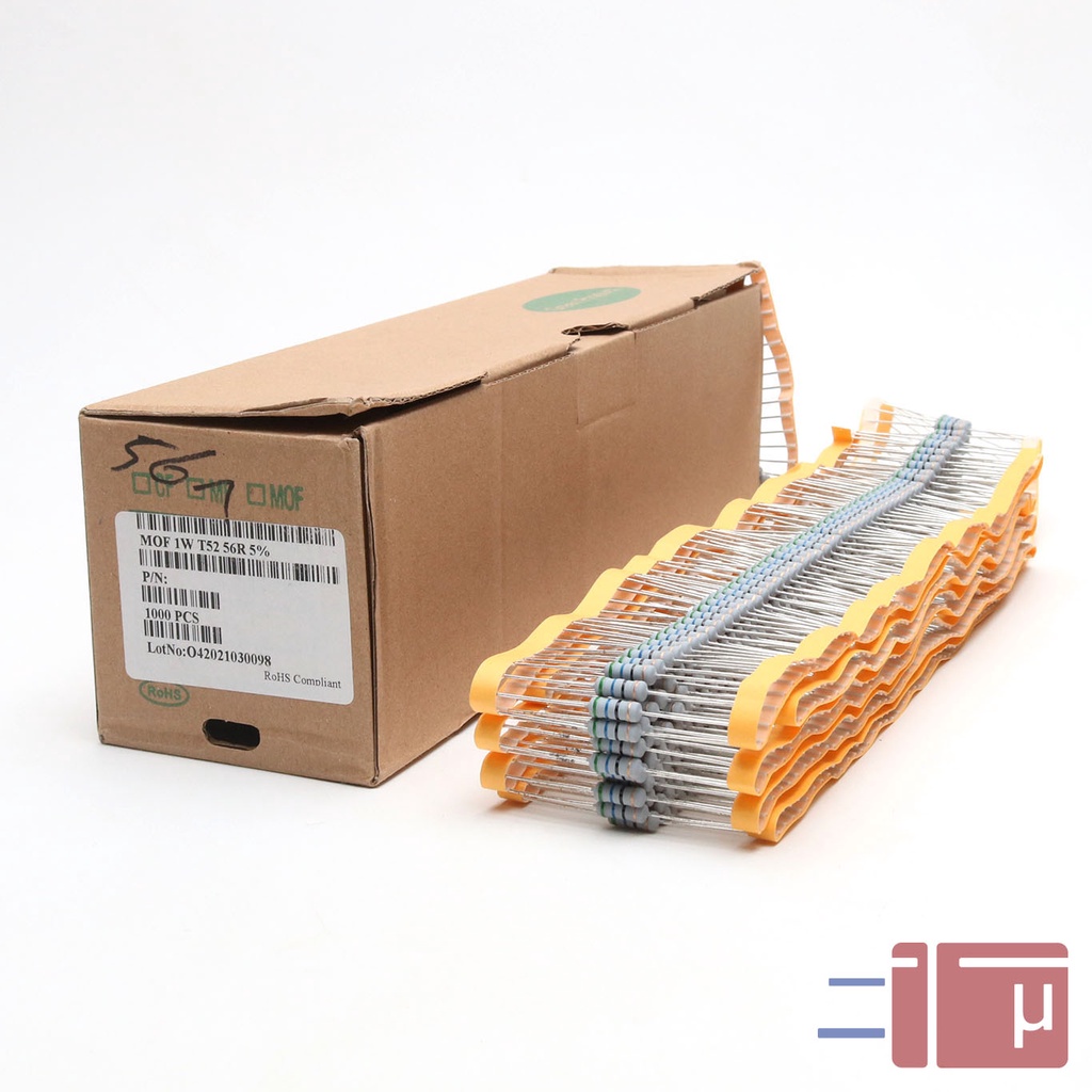 x10 Resistor 56R 56 Ohm 1W Metal Oxide 5% Taiwan Kaki Tembaga