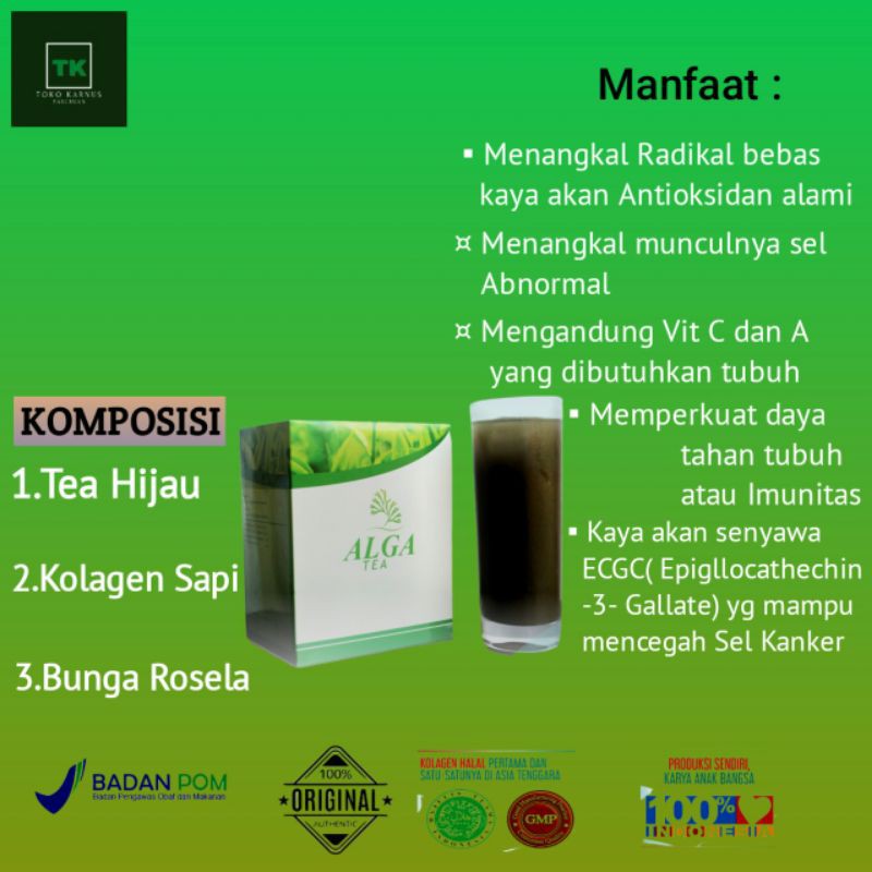 

ALGA TEA ANTIOKSIDAN/ MENCEGAH KANGKER PLUS MENGANDUNG KOLAGEN 100 % ALAMI