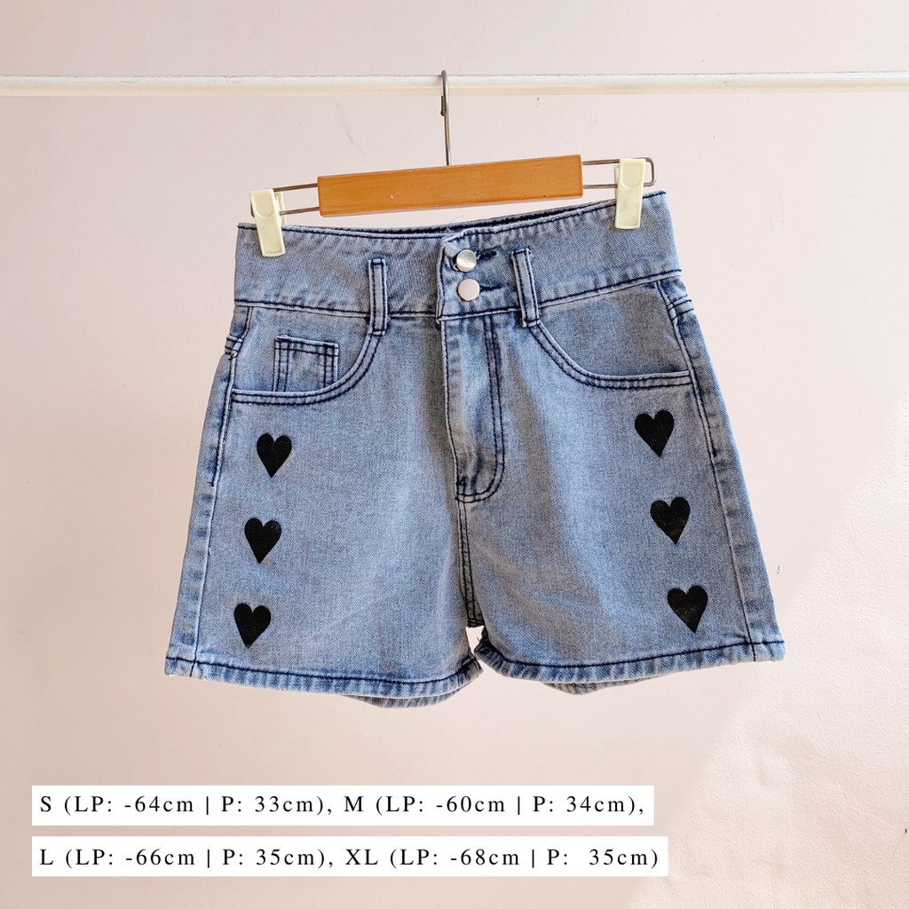 3882 jessi heart jeans short pants