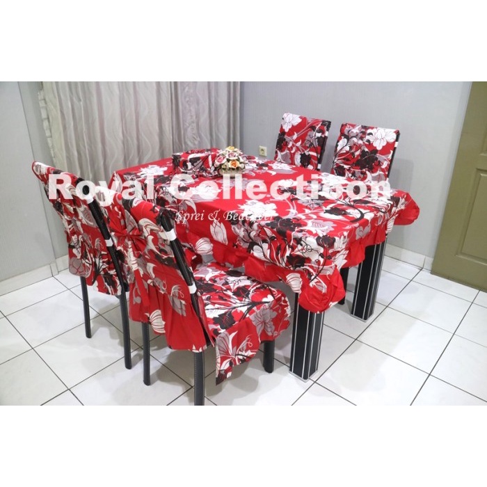 Taplak Meja Makan - Set Sarung Kursi Makan / Taplak Meja / Ctc / Cover Kursi Manohara
