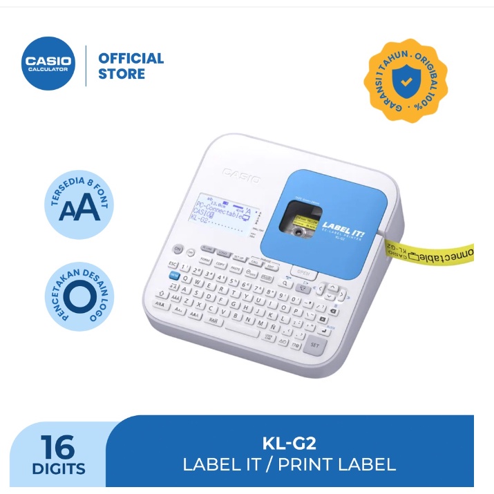 

CASIO KL-G2 - Cetak Label TERLENGKAP (tulisan, simbol, angka) - Label ukuran 6,9,12,18,24mm