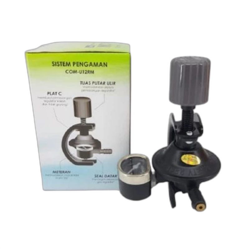REGULATOR GAS TEKANAN RENDAH COM-U12RM REGULATOR KOMPOR GAS LPG BLACK EDITION ORIGINAL