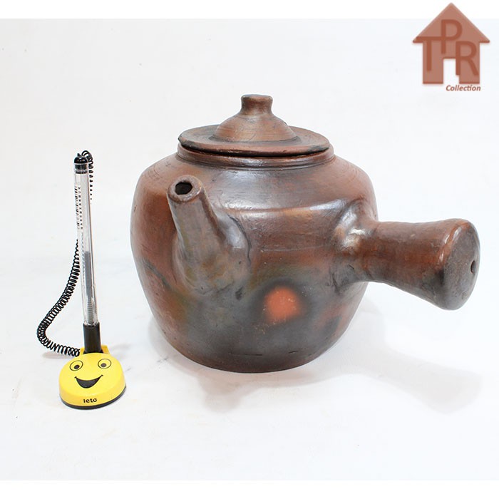 Gerabah | Teko Gagang / Teko  Rebus Jamu / Herbal L + Krat kayu