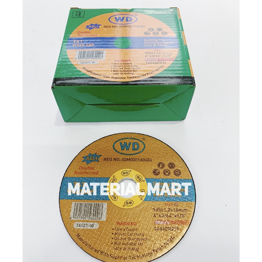 Batu Potong WD 4&quot; ASLI | Batu Gerinda Potong Besi 4 Inch | Gurinda ORI | Material Mart