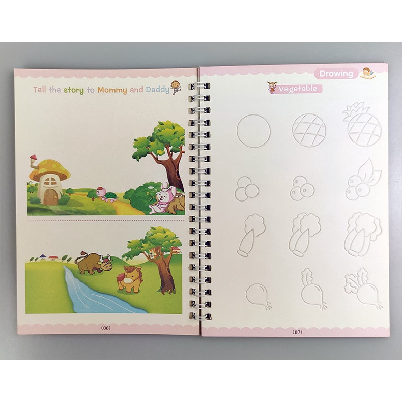 Gelasa Buku Small Sank Magic Pratice Copybook dengan 5 refill tinta