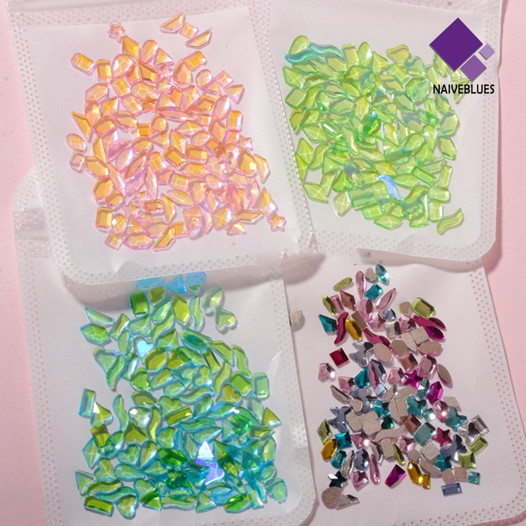 Naiveblue 100Pcs / Kantong Berlian Imitasi / Kristal Untuk Dekorasi Nail Art / Manicure DIY