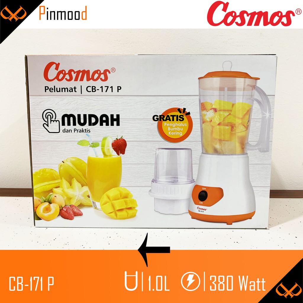 COSMOS BLENDER CB-171 P [ 1 LITER ] PELUMAT 2 IN 1 PLASTIK MUDAH DAN PRAKTIS