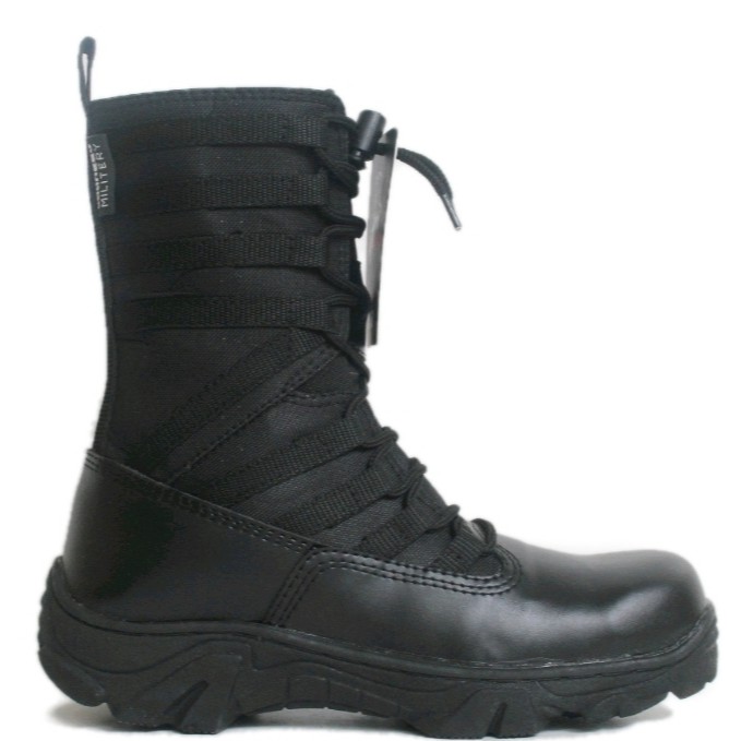 canggo -Sepatu pdl ninja hitam cordura anti air ujung plat besi sleting samping terlaris